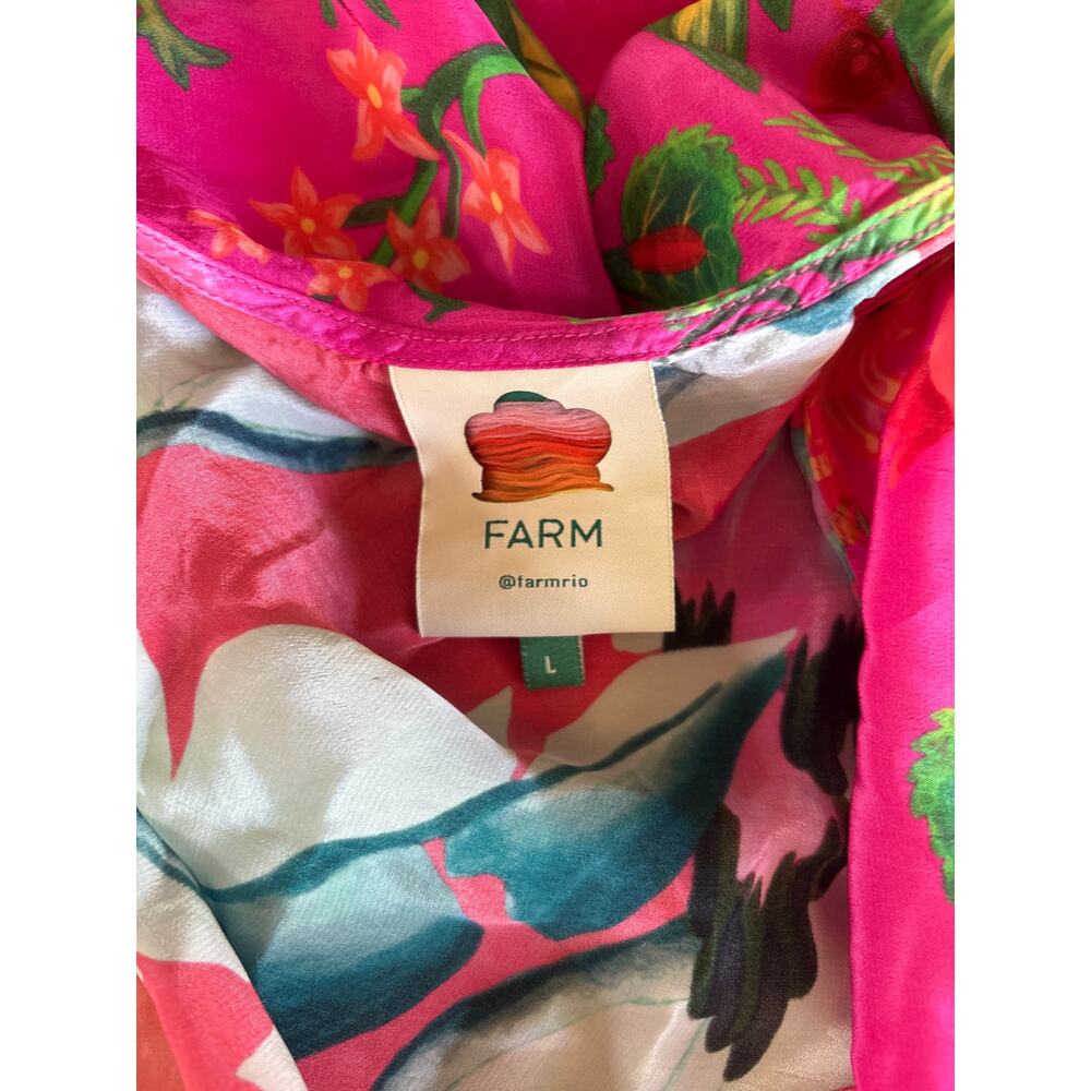 FARM RIO Mixed Flowery Ruffle One Strap Midi Dress Size L - Picture 5 of 10